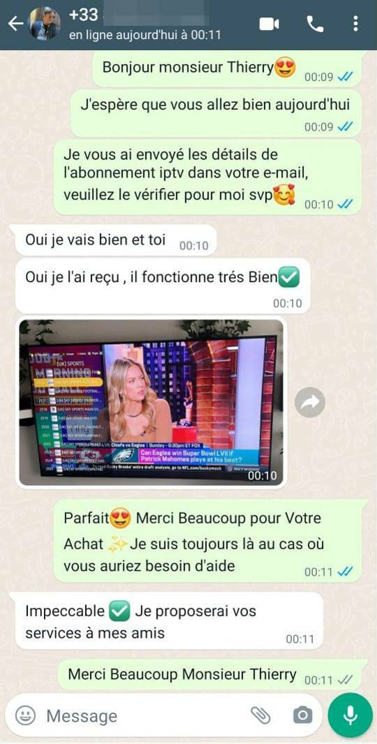 capture d'écran des commentaires de nos clients sur notre abonnement iptv